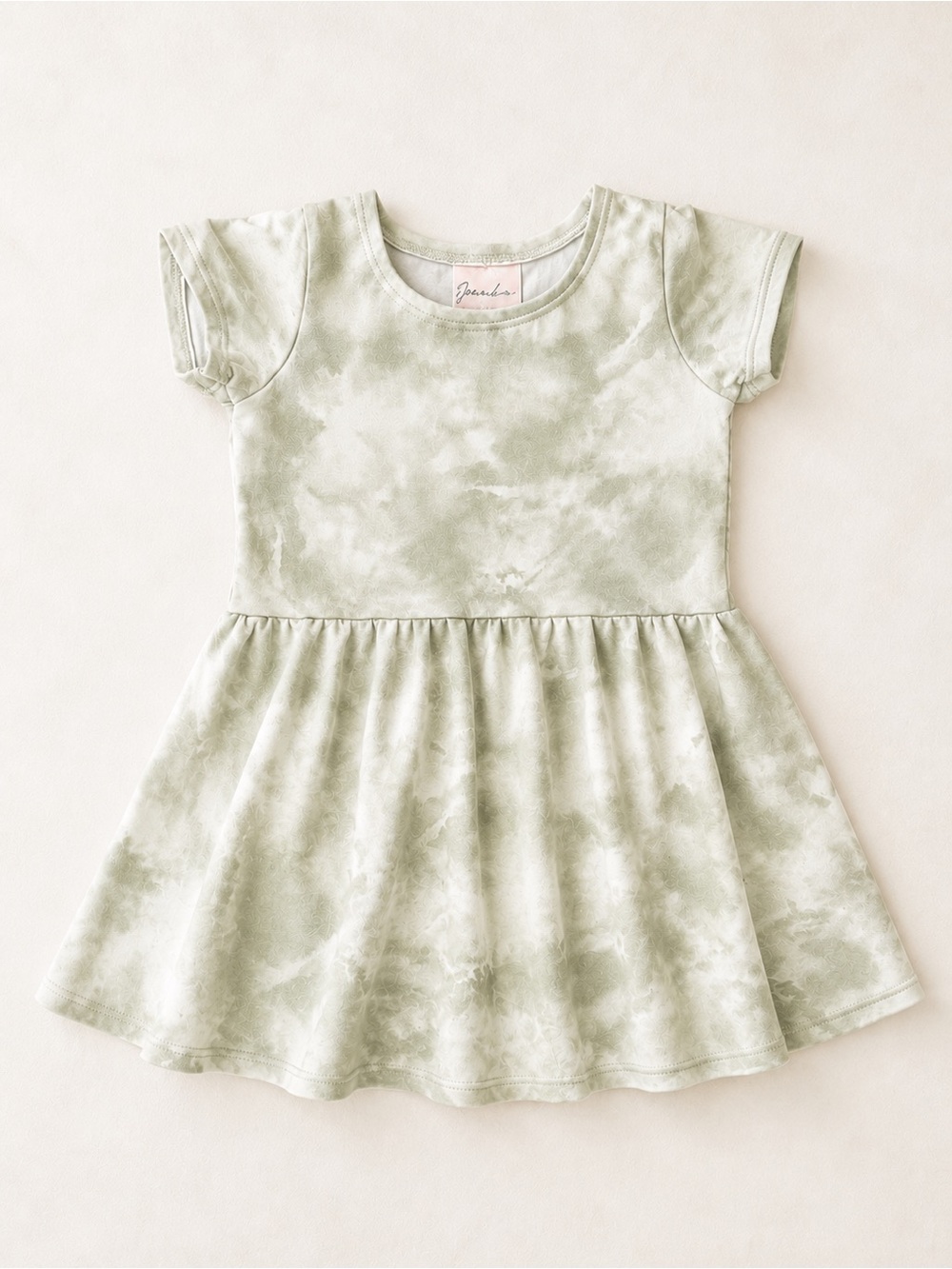 Jax & Lennon Twirl Dress in Sage Tie-Dye / Short Sleeve Toddler Dress / Bamboo